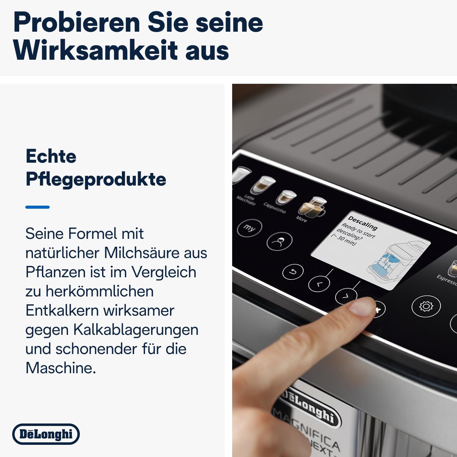 De'Longhi EcoDecalk Entkalker DLSC500, 5 Entkalkungs Dosen, Kaffee Maschinen Entkalker, Kaffee Maschinen Wartungs Zubehör, Pflanzliche Inhaltsstoffe, Flasche mit 5 Dosen, 500ml