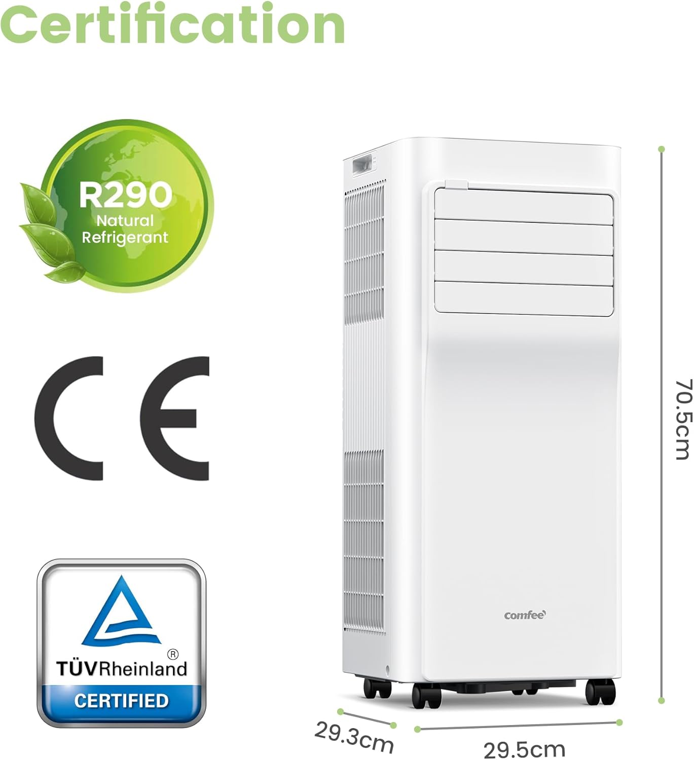 Comfee Mobiles Klimagerät Breezy Cool Pro 2.0,7000 BTU 2,0kW, Kühlen&Ventilieren&Entfeuchten,APP-Steuerung,Raumgröße bis 68m³(25㎡)，Mobile Klimaanlage mit Abluftschlauch,