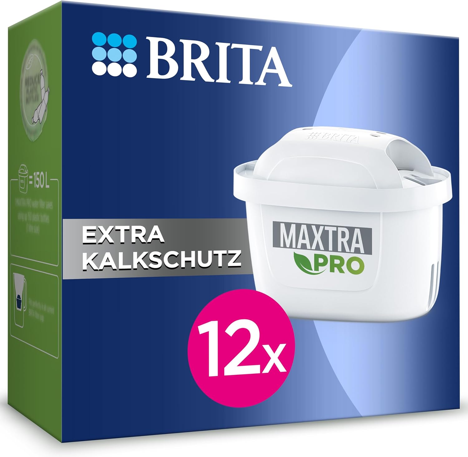 BRITA Wasserfilter Kartusche MAXTRA PRO Extra Kalkschutz (12er-Pack) Jahrespack|Original Ersatz-Wasserfilter für alle BRITA Kannen, filtert Kalk, ultimativer Geräteschutz: Der Heißgetränke-Spezialist